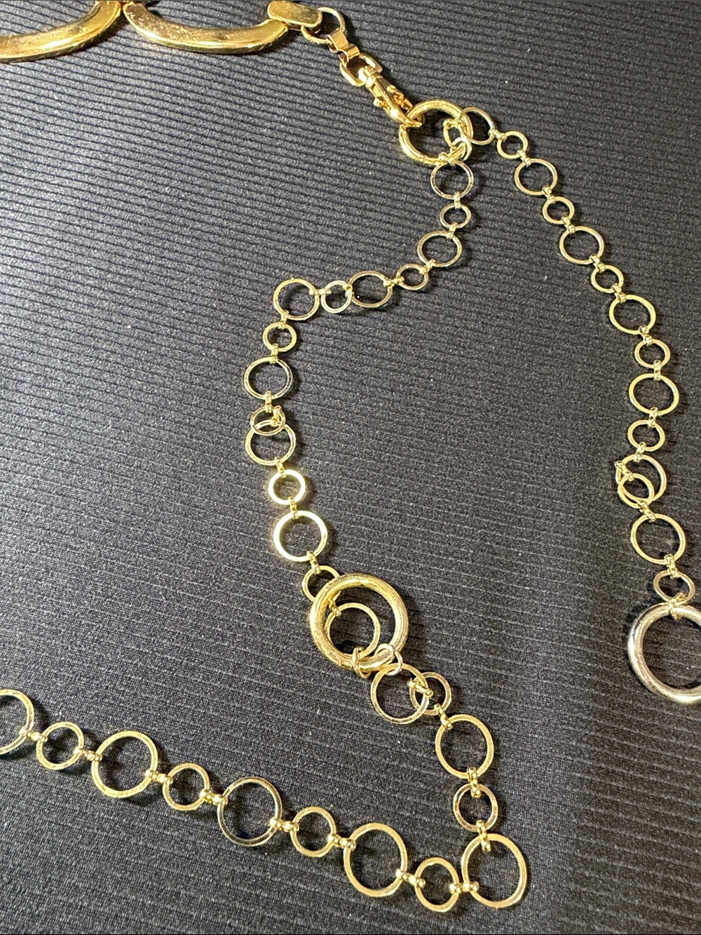 Gold Oval Link Chain Belt with Adjustable Rings - Women Accessories - Picture 3 of 5